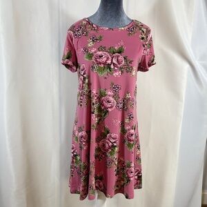 Elegant Floral Dress in Dusty Rose